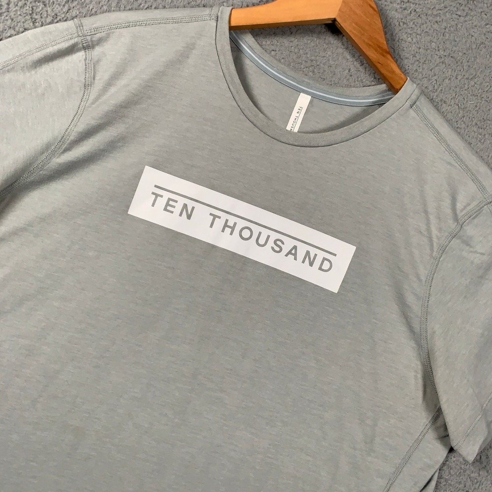 Ten Thousand Durable Logo Tee Shirt Mens Large Grey Training Short Sleeve Active